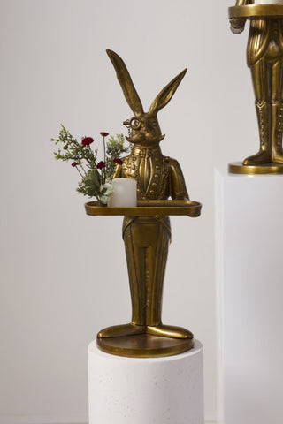 Eric Rabbit Butler Stand with Serving Tray – Antique Gold