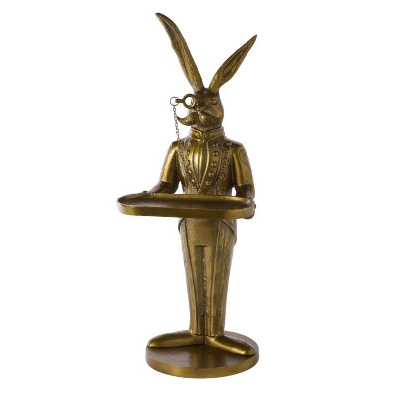 Eric Rabbit Butler Stand with Serving Tray – Antique Gold