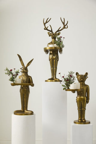 Eric Rabbit Butler Stand with Serving Tray – Antique Gold