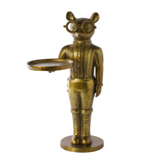 Louie Bear Butler Stand with Serving Tray – Antique Gold-Pre Order
