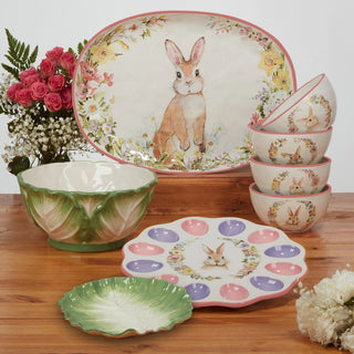 Easter Bunny Garden Oval Platter