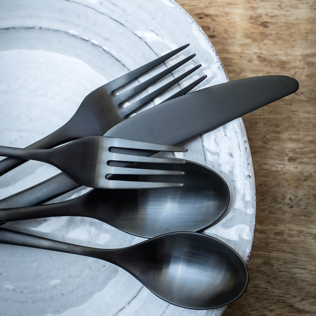 Cambridge Averie Black Satin 20-Piece Flatware Set, 18/0 stainless steel (view 7)