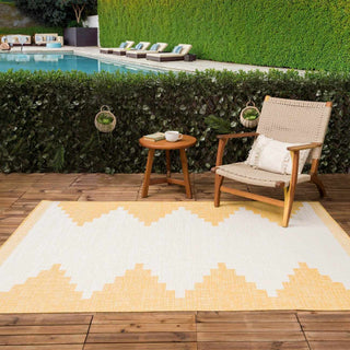 Djugun Yellow Outdoor Rug – Bright Durable Weather-Resistant Patio Carpet