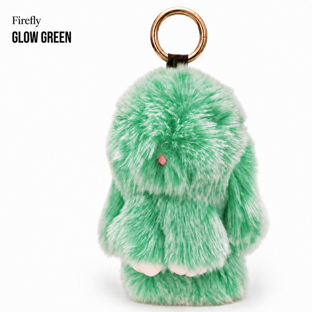 Bunny Lulu Rex Fur Key Chain Gift Set with Vintage Tin or Drawstring Bag