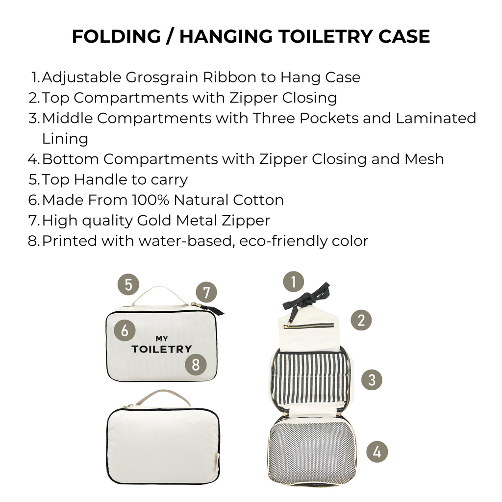 Folding/Hanging Toiletry Case – Cream