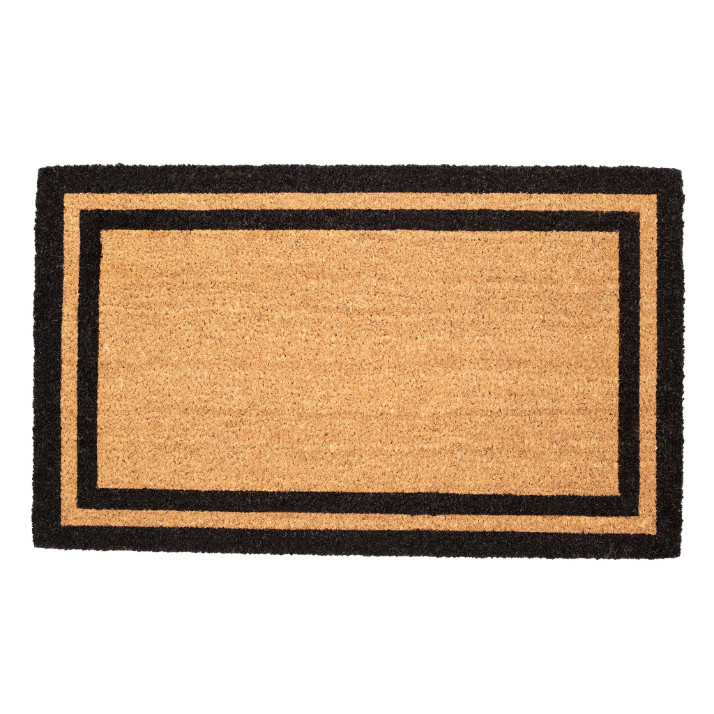 Double Black Border Natural Coir Doormat