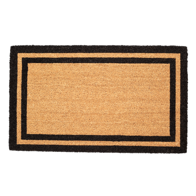 Double Black Border Natural Coir Doormat