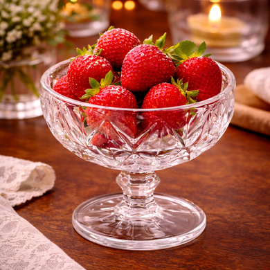 Vintage Embossed Glass Coupe Dessert Bowl