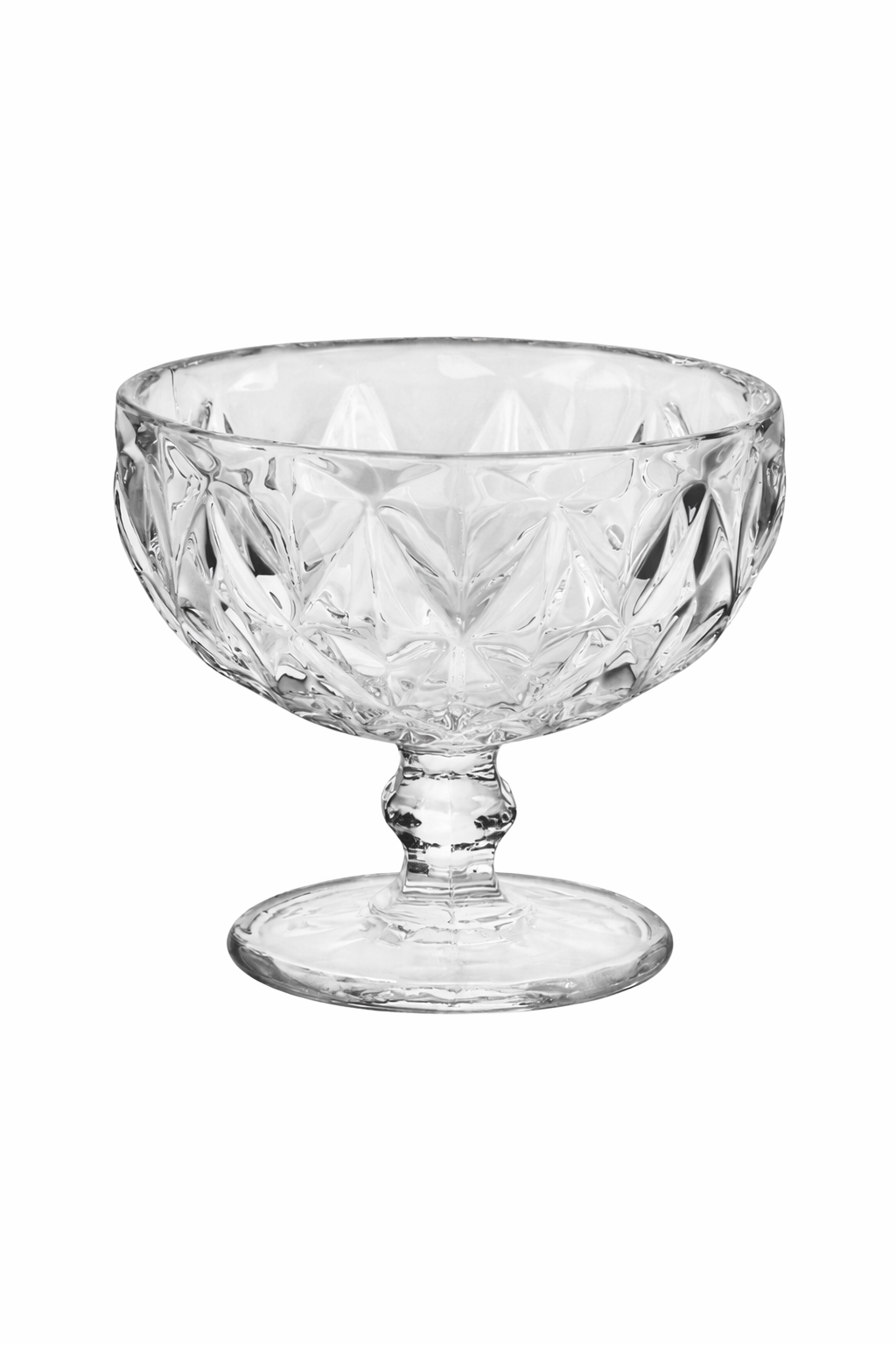 Vintage Embossed Glass Coupe Dessert Bowl
