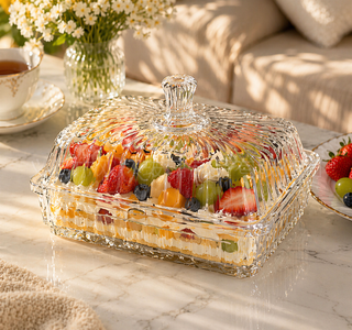 Vintage Ribbed Glass Butter Dish with Fluted Lid – Classic Butter Keeper