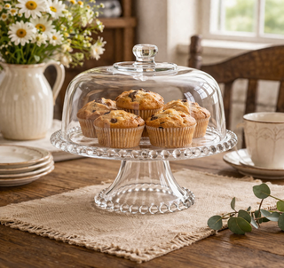Glass Pedestal Cake Stand with Dome Cover