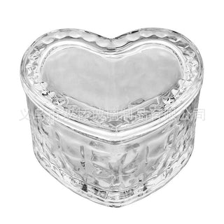 Vintage Ribbed Heart Glass Storage Box for Jewelry & Keepsakes