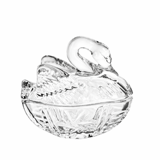 Vintage Swan-Shaped Glass Trinket and Candy Dish
