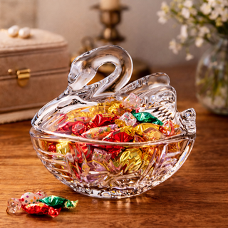 Vintage Swan-Shaped Glass Trinket and Candy Dish