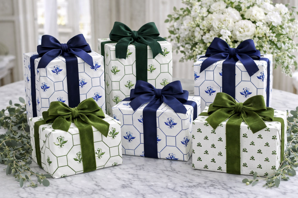 Reversible Lily of the Valley Gift Wrap | Elegant Double-Sided Wrap
