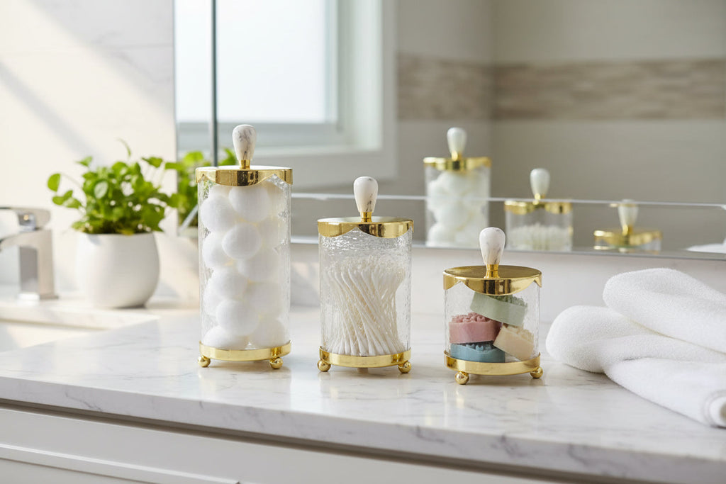 Glass Canister with Metal Lid and Marble Knob (3 Sizes)