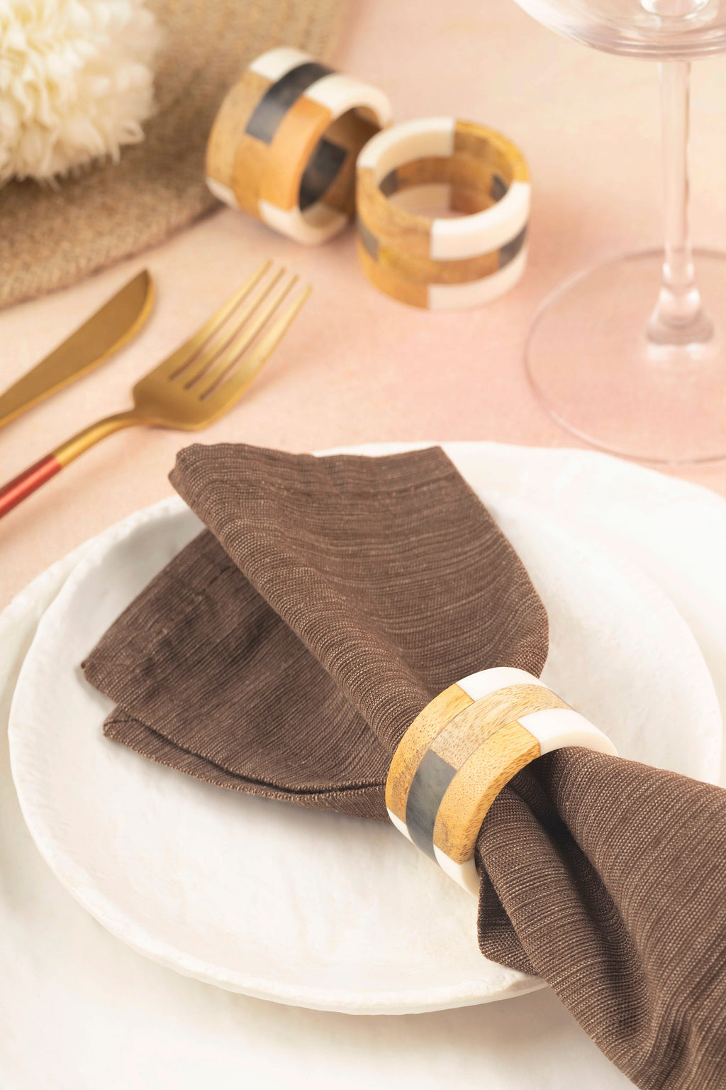 Travis Wood Napkin Rings -Set of 6