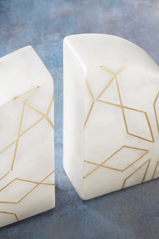 Enchant Marble with Gold Accents Bookends