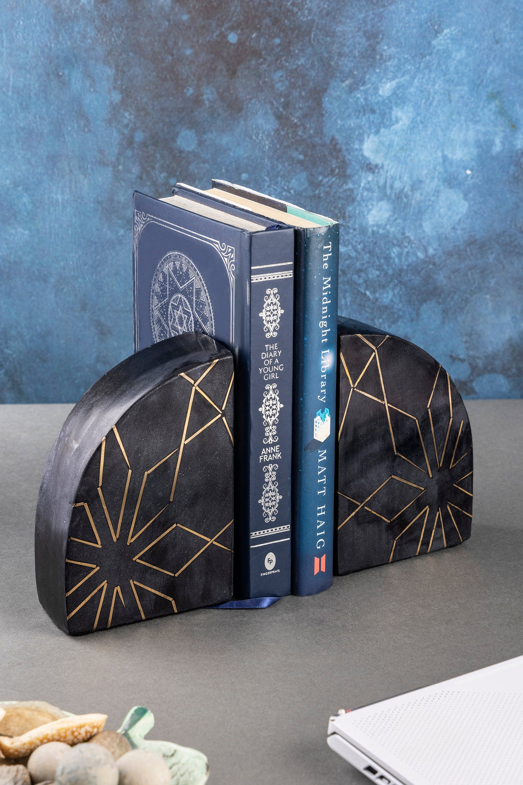 Enchant Marble with Gold Accents Bookends