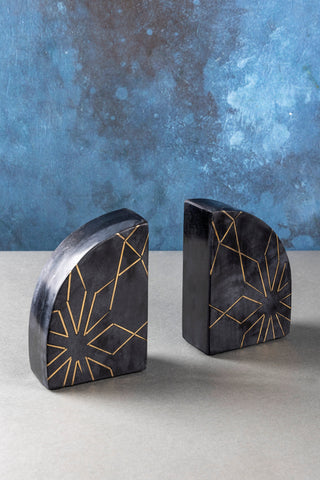 Enchant Marble with Gold Accents Bookends