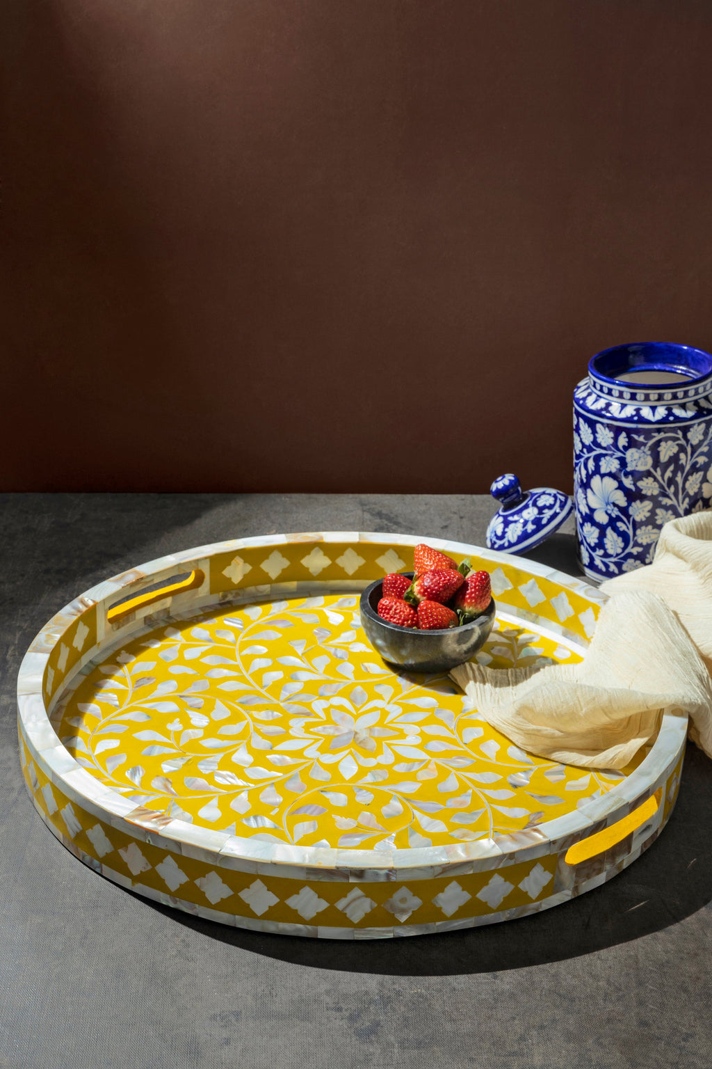 Jodhpur Mother of Pearl Round Tray