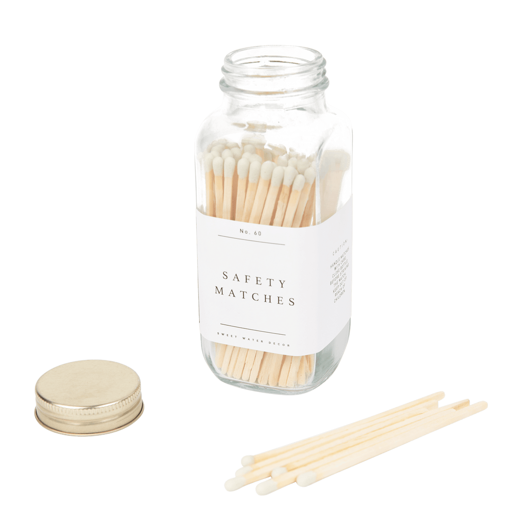 White-Tip Safety Matches in Glass Jar – 60 Count