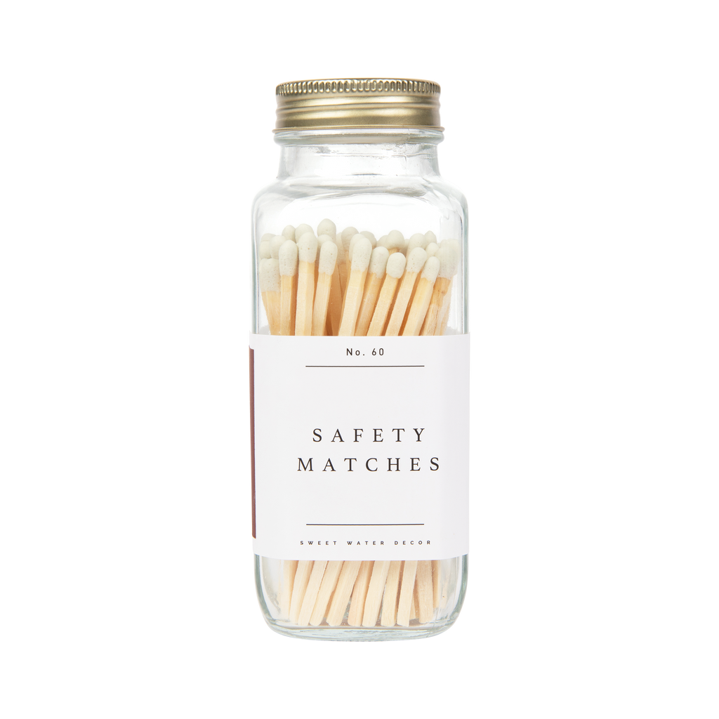 White-Tip Safety Matches in Glass Jar – 60 Count