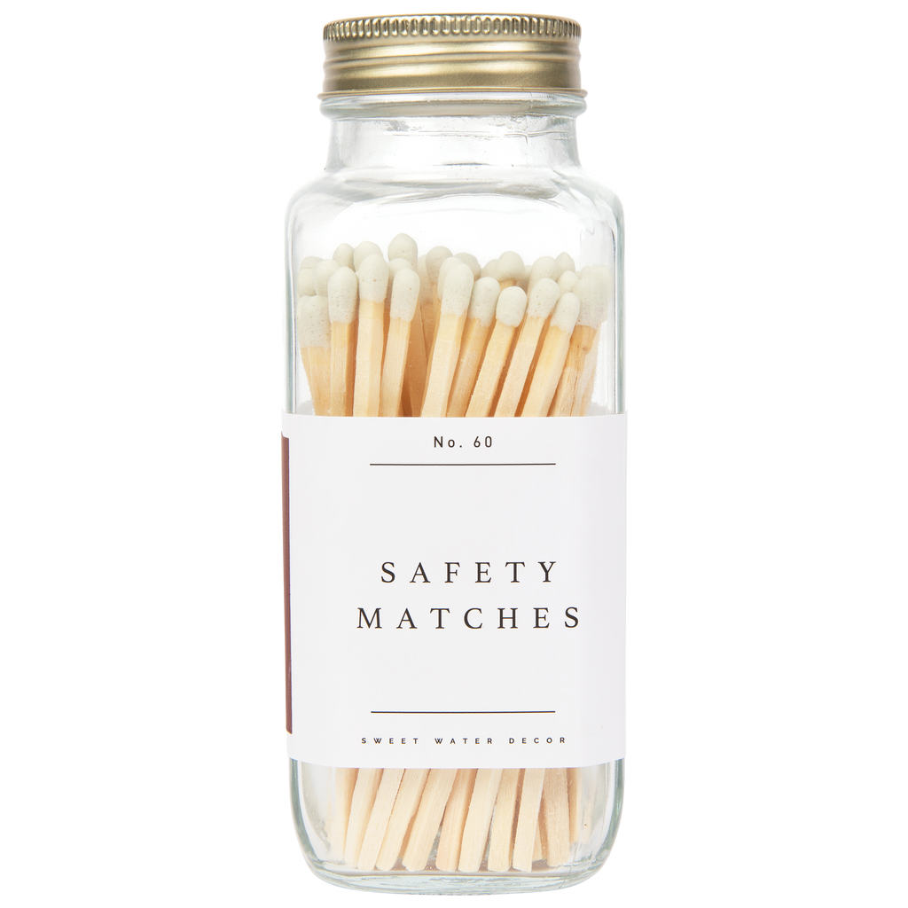 White-Tip Safety Matches in Glass Jar – 60 Count