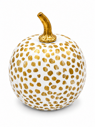 Gold Dotted Hand-Painted Metal Pumpkin – 4-Inch