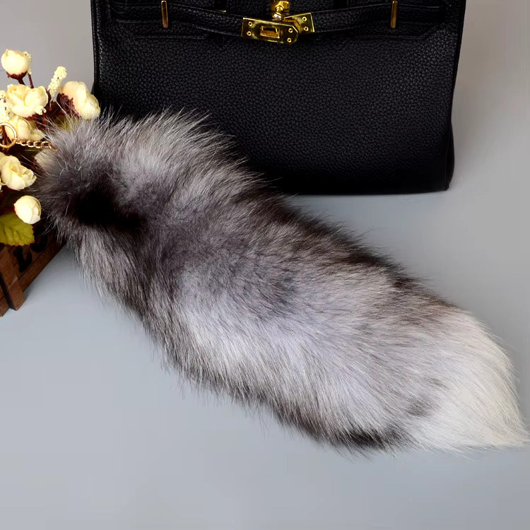 Real Fox Tail Fluffy Keychain (35-45cm) – Perfect for Handbags & Accessories