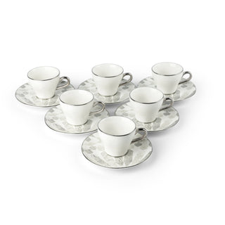 Amal Espresso Turkish Coffee Cups 12-Pc – Grey & Silver, Elegant Coffee Cup Set