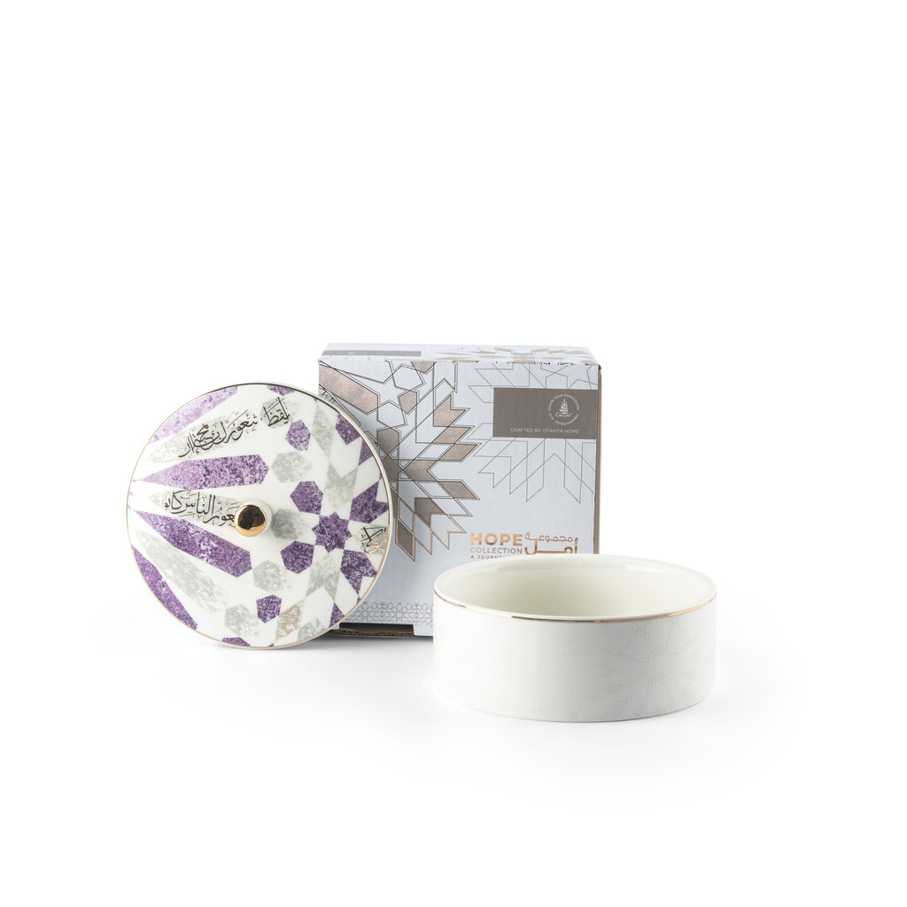 Amal Small Date and Mini Sugar Bowl – Purple & Gold Elegant Middle Eastern Serving Dish