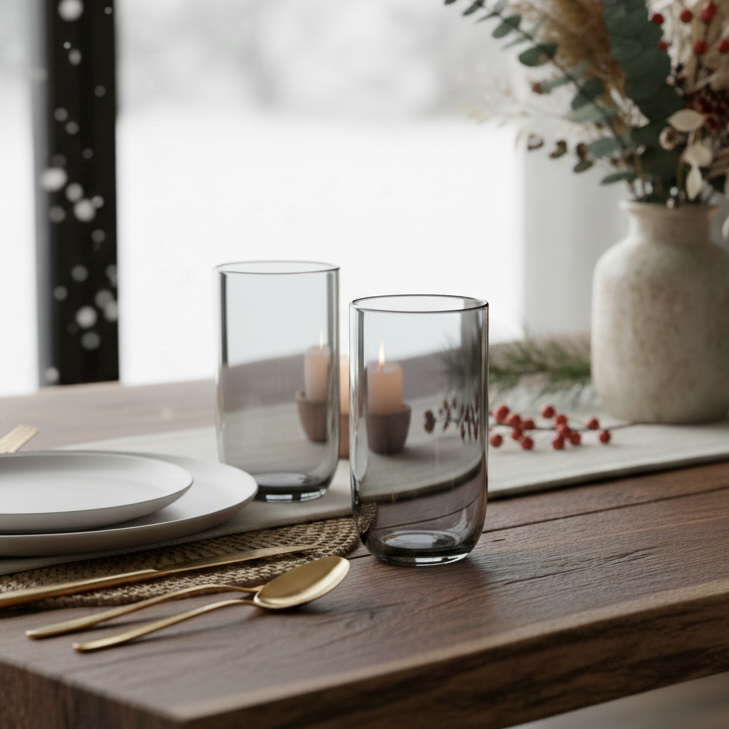 Smoke Tumbler Glass Set of 4 | Elegant Colored Glassware by Little White Dish