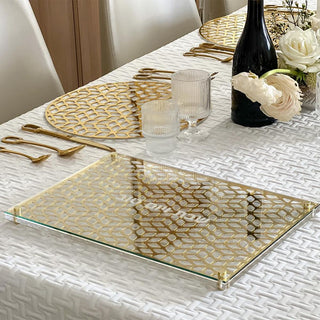 Glass & Mirror Laser-Cut Challah Board | Modern Luxury Tabletop Accent