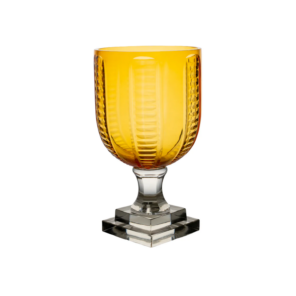 Amber Top Glass Hurricane with Clear Base – Decorative Glass Candle Holder