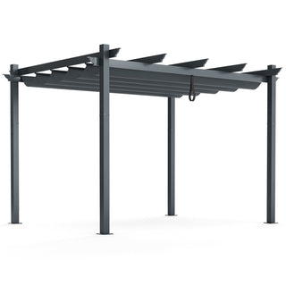 10' x 12' Aluminum Outdoor Pergola with Retractable Canopy – Beige