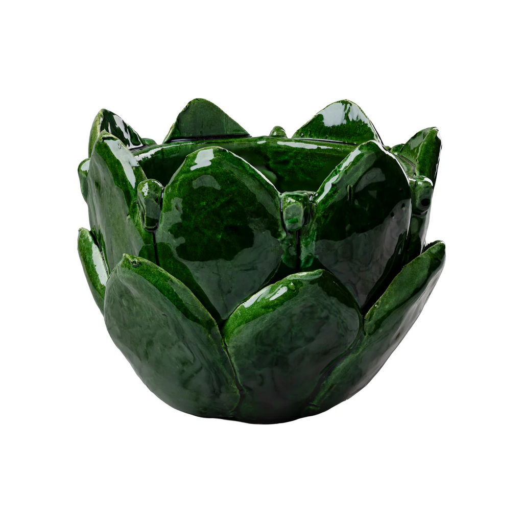 Artichoke Cachepot – Handmade Italian Ceramic Cachepot in White, Aqua, Yellow, Cobalt & Green