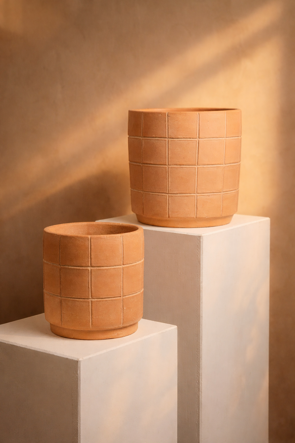 Grid Terracotta Planters by Diego Olivero Studio