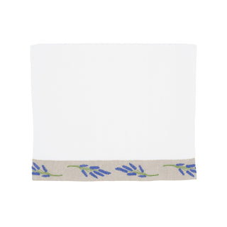 White Turkish Cotton Guest Towels with Blue Lavender Floral Borders – Set of 2