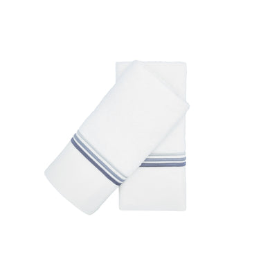 Turkish Cotton Guest Towels with Gray Stripe French Borders – Set of 2