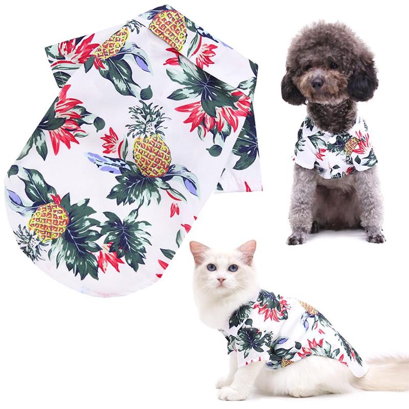 Hawaiian Pet Dog Summer Shirt – Coconut Tree & Pineapple Print
