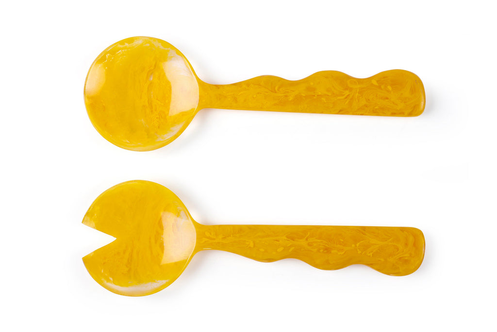 Resin Salad Server Mustard Set of 2