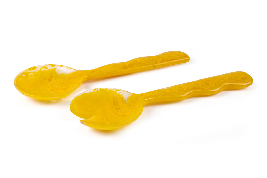 Resin Salad Server Mustard Set of 2