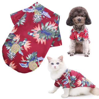 Hawaiian Pet Dog Summer Shirt – Coconut Tree & Pineapple Print