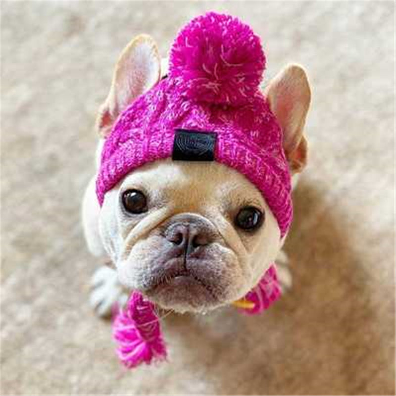 Winter Knitted Pet Hat – Cozy Fluffy Pom Pom Dog & Cat Beanie
