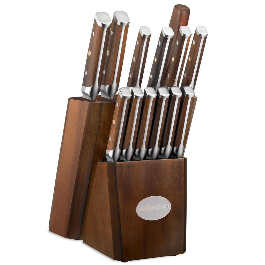 Hampton Forge Skandia Harley 14-Piece Cutlery Block Set, wood/acacia/stainless