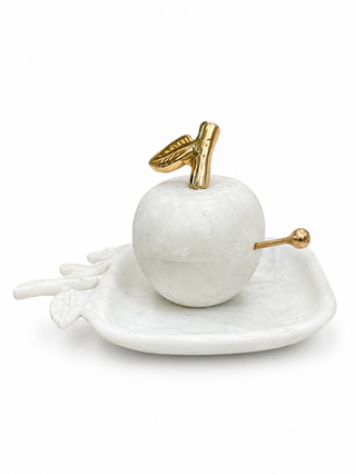 Elegant Apple Honey Dish with Gold Accents