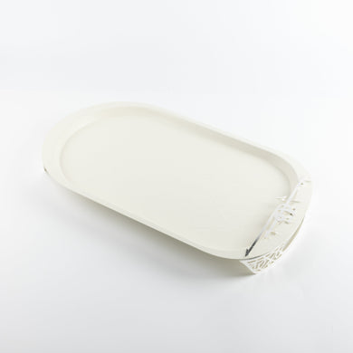 Liqa'a - Serving Tray - Pearl White & Silver