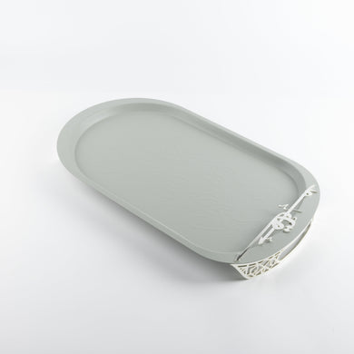 Liqa'a -  Serving Tray - Grey & Silver