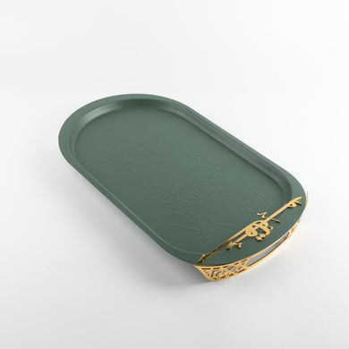 Liqa'a - Serving Tray  - Olive Green  & Gold